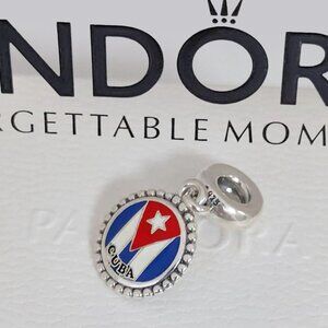 Pandora Cuba Flag Exclusive Dangle Charm Travel Vacation S925 Silver